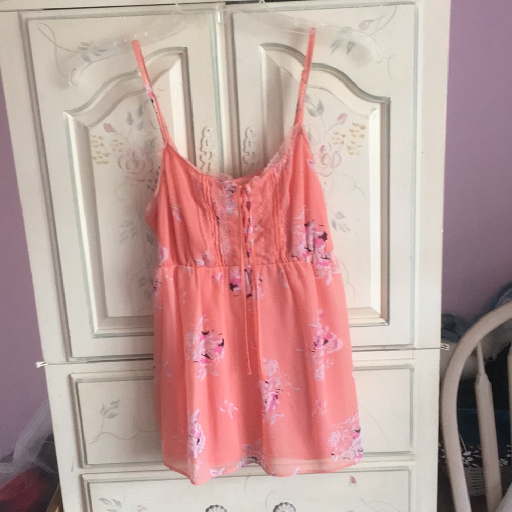 Floral coral juniors Candie’s tank top